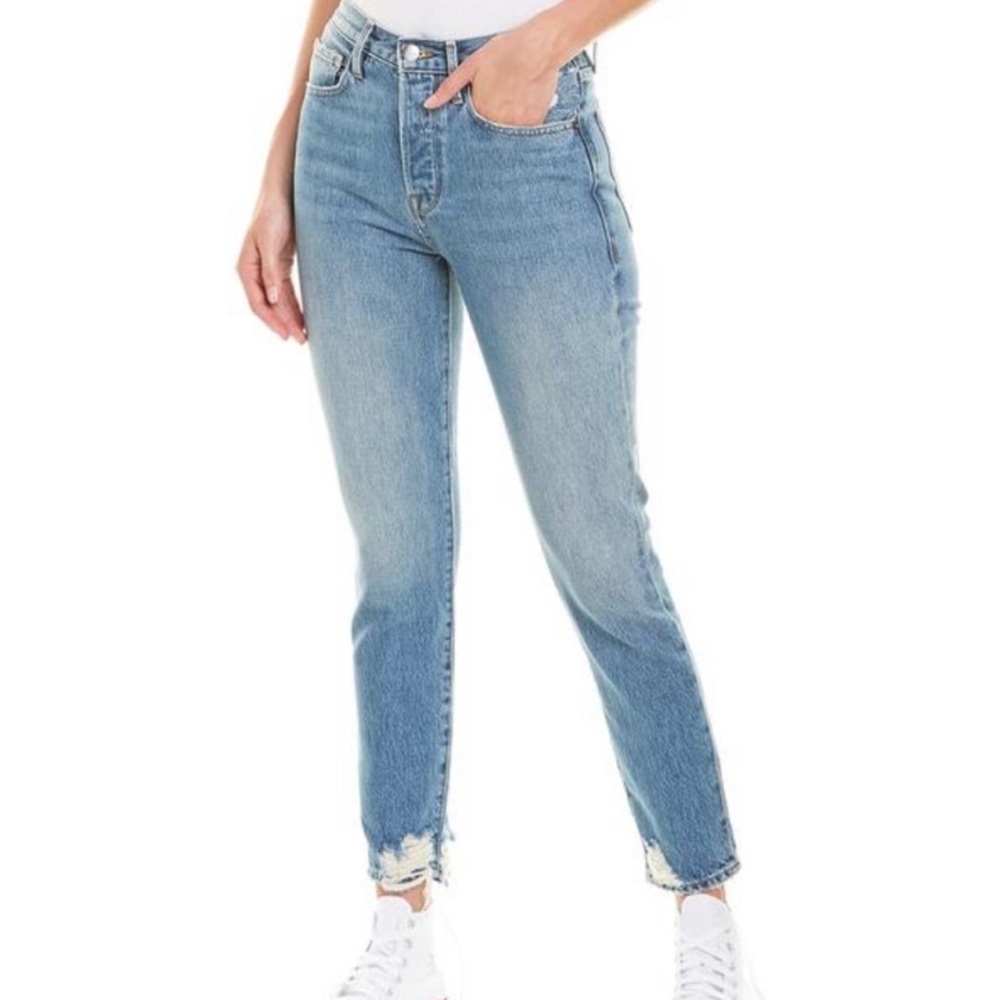 Frame 25x28 Original Skinny Jeans 0073 Carlsbad raw edge chewed hem blue le